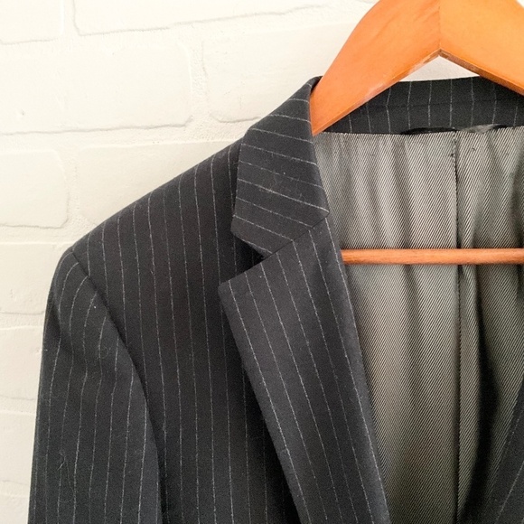 Paoletti x Marzotto Men’s/Unisex Blazer Pinstripe Elbow patches Navy/Gray Sz 44R - Picture 7 of 15